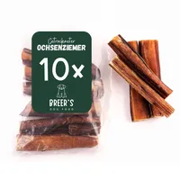 BREERs Ochsenziemer getrocknet 20 cm für Hunde 10 Stück eigene deutsche Herstellung Hundeleckerli Kaustange Hundesnack für große, kleine Hunde & Welpen Kauartikel reinigt und stärkt das Gebiss