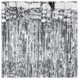 Partydeco Folie gestreift Silber 90 x 250 cm