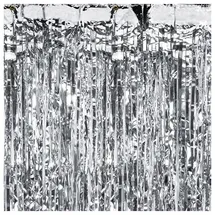 Partydeco Folie gestreift Silber 90 x 250 cm