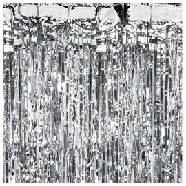 Partydeco Folie gestreift Silber 90 x 250 cm