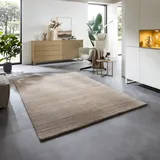 THEKO Teppich THEKO "San Diego", beige (beige, braun), B:40cm H:13mm L:60cm, Schurwolle, Teppiche, Teppich, handgewebt, 60% Wolle, Knüpfoptik, meliert, leichter seidiger Glanz