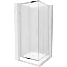 Mexen Rio quadratische Duschkabine 80 x 80 cm, Frost, Chrom + Duschwanne Rio, Weiß - 860-080-080-01-30-4510