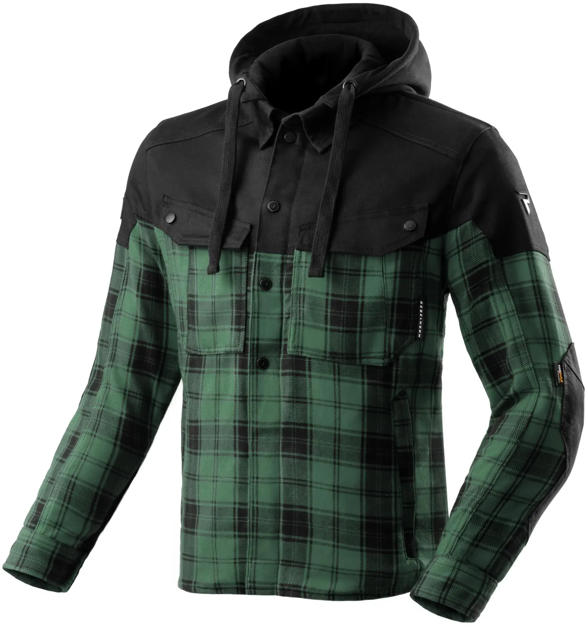 Rebelhorn Shifter Motorrad Hemd, schwarz-grün, Größe 2XL für Männer