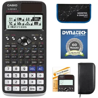 Casio FX-991 DE X mit schwarzer Tasche, Zirkelset, Displayfolie und Garantie