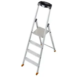 Stufenstehleiter Solido, Aluminium, extrem rutschfeste Plattform, 4 Stufen