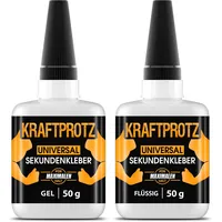 kraftprotz Sekundenkleber Set Flüssig & Gel 2× 50 g