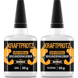 kraftprotz Sekundenkleber Set Flüssig & Gel 2× 50 g