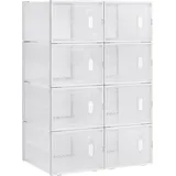 Schuhaufbewahrung 8er-Set - Schuhboxen - Stapelbar - Transparent - Mit Deckel - Staubdicht - Kunststoff - Weiß