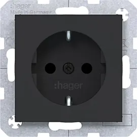 Hager Schuko-Steckdose Schwarz 2 St.