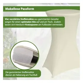 Baumarktplus Stehtischhusse 60 cm Farbe nach Auswahl Husse Partytisch Bistrotisch Stretch Decke beige