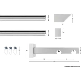 GARESA Gardinenschiene GARESA "Cubus, Quadros Innenlauf", beige (natur, chromfarben), L:440cm, Gardinenstangen, Gardinenschiene, Innenlauf-Vorhanggarnitur, verlängerbar, Holz-Aluminium