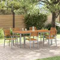VidaXL 7-Teiliges Garten-Esszimmer-Set aus Massivem Akazienholz und Metall 3284411