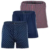 yourbasics Herren Jersey-Boxershorts, 3er Pack - Cotton, Eingriff mit Knopf, Muster, Multipack BlauMix XL