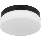 GLOBO Deckenleuchte Glas weiß Außenlampe Balkonleuchte schwarz Deckenlampe Außen, 9W 810lm warmweiß, DxH 18,4x6,5 cm