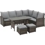 Svita Monroe Garten-Lounge Set Polyrattan Lounge-Möbel Sitzgruppe Braun