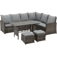 Svita Monroe Garten-Lounge Set Polyrattan Lounge-Möbel Sitzgruppe Braun