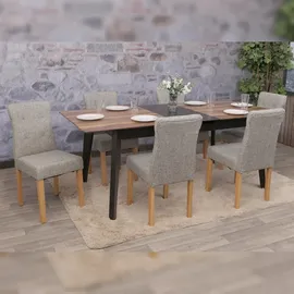 Mendler 2er-Set Esszimmerstuhl HWC-E58, Stuhl Essstühle ~ Stoff/Textil grau, helle Beine