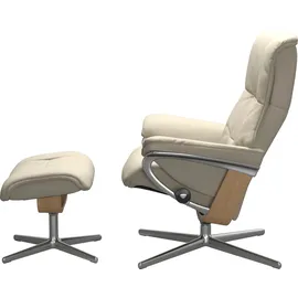 Stressless Stressless® Relaxsessel »Mayfair«, (Set, Relaxsessel mit Hocker), mit Hocker, mit Cross Base, Größe S, M & L, Holzakzent Eiche beige