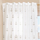 Delindo Lifestyle Gardine Anker maritim, 1 Stück, verdeckte Schlaufen oder Kräuselband, modern weiß transparenter Vorhang, Schlaufenschal 140x245 cm