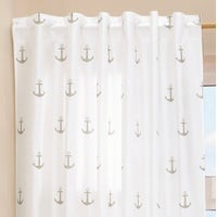 Delindo Lifestyle Gardine Anker maritim, 1 Stück, verdeckte Schlaufen oder Kräuselband, modern weiß transparenter Vorhang, Schlaufenschal 140x245 cm