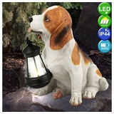 ETC Shop Solarleuchte Hund Beagle mit Laterne, H 24 cm