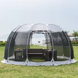 Leedor Pavillons für Terrassen, Sichtschutz, Haus, Zimmer, 12–15 Personen, Pergolen, Moskitonetz, Camping, Zelt, Esszimmer, Pop-Up-Sonnenschutz, Netzwände, Nicht wasserdicht, grau, 38,1 x 38,1 cm