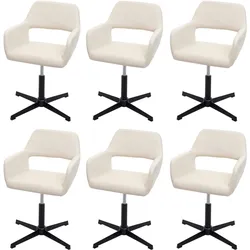 Mendler 6er-Set Esszimmerstuhl HWC-A50 IV, Küchenstuhl, Retro höhenverstellbar Drehmechanismus ~ Kunstleder creme, Fuß schwarz