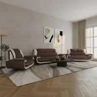 Imebel Onyx Sofa Set 3-2-1 – Couchgarnitur mit 3-Sitzer, 2-Sitzer und Sessel – Stoffbezug, Chromfüße