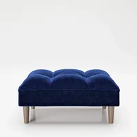 PLAYBOYHOME PLAYBOY Ottoman, "SCARLETT" gepolsterte Fussablage, passend zum Sofa, Samtstoff in blau, mit Massivholzfüsse, Retro-Design,