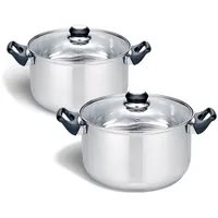 Buri 2x Edelstahl Kochtopf "Turin" 24cm Kochtöpfe Küche Töpfe