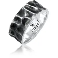 KUZZOI Herren Bandring Geschmiedet Used Look 925 Silber 56 10 mm