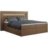 MKS Boxbett, GOLD-6 Led, 160/200 Braun Kunstleder - H4