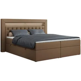 MKS Boxbett, GOLD-6 Led, 160/200 Braun Kunstleder - H4