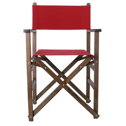 WellHome - Director-Sessel aus Nussbaumholz mit rotem Canvas 51x46x86 cm
