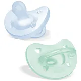 Chicco PhysioForma Silikon-Schnuller 2-6 Monate, 2 Stück, Schnuller-Set 2-6 Monate, unterstützt die physiologische Atmung und fördert die richtige Entwicklung des Mundes, hellblau