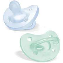 Chicco PhysioForma Silikon-Schnuller 2-6 Monate, 2 Stück, Schnuller-Set 2-6 Monate, unterstützt die physiologische Atmung und fördert die richtige Entwicklung des Mundes, hellblau