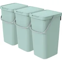 Vidaathome.de Q-SYSTEMA Abfalleimer-Set 3 x 25 Liter – Türkis