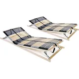 The Living Store Lattenroste 2 Stk. mit 42 Latten 7 Zonen 90 x 200 cm - Braun