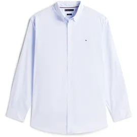 Tommy Hilfiger Big & Tall Langarmhemd "BT-FLEX POPLIN MICRO", Herren, Gr. 4XL, N-Gr, blau spell, allover, Web, Obermaterial: 100% Baumwolle, TOMMY HILFIGER BIG & TALL, regular fit normal, 1-Knopf-Manschette, Hemden, Große Größen, Button-down-Kragen, Businesshemd, Regular Fit