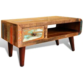 vidaXL Couchtisch mit Abgerundeter Kante Braun Teak 1 x 1 x 1 cm