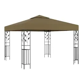 vidaXL Pavillon mit LED-Lichterkette 3x3 m Taupe