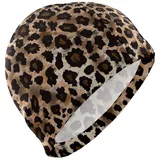 Modische braune Badekappen für Damen, kurzes Haar, Leopardenmuster, Unisex, Erwachsene, kurzes Haar, Schutz vor Haaren und Zugverlust, Gorros para Nadar en Piscina Mujer