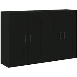 vidaXL Wandmontierte Schränke 2 Stück Schwarz Eiche Furnierholz