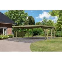 Karibu Classic Doppel 2 Set 5,40 x 5,86 m kdi inkl. 1 Einfahrtsbogen und Stahldachplatten