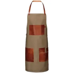 Vintage Segeltuch-Latzschürze mit Ledertaschen, B 55 cm x L 89 cm, olive : 100% Baumwolle (mit Ledertaschen) : olive