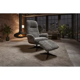 KAWOLA Relaxsessel SILVA Schaffell 77 x 106 x 77 cm Hellgrau mit Hocker