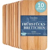 Creative Home 10 Stück Holz | 22.5 x 12.5 x 1.2 cm | Holzschneidebrett | Umkehrbar Schneidbrett | Holzbrett Küche für ... - Naturbelassen