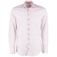 OS Trachten Trachtenhemd Kedase Langarmhemd mit Allover-Druck rosa 43/44
