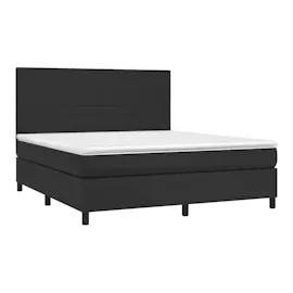 vidaXL Boxspringbett mit Matratze & LED Schwarz 160x200 cm Kunstleder