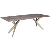 MASSIVMOEBEL24.DE Baumtisch Akazie 180 x 76 x 90 cm grau lackiert/silber matt